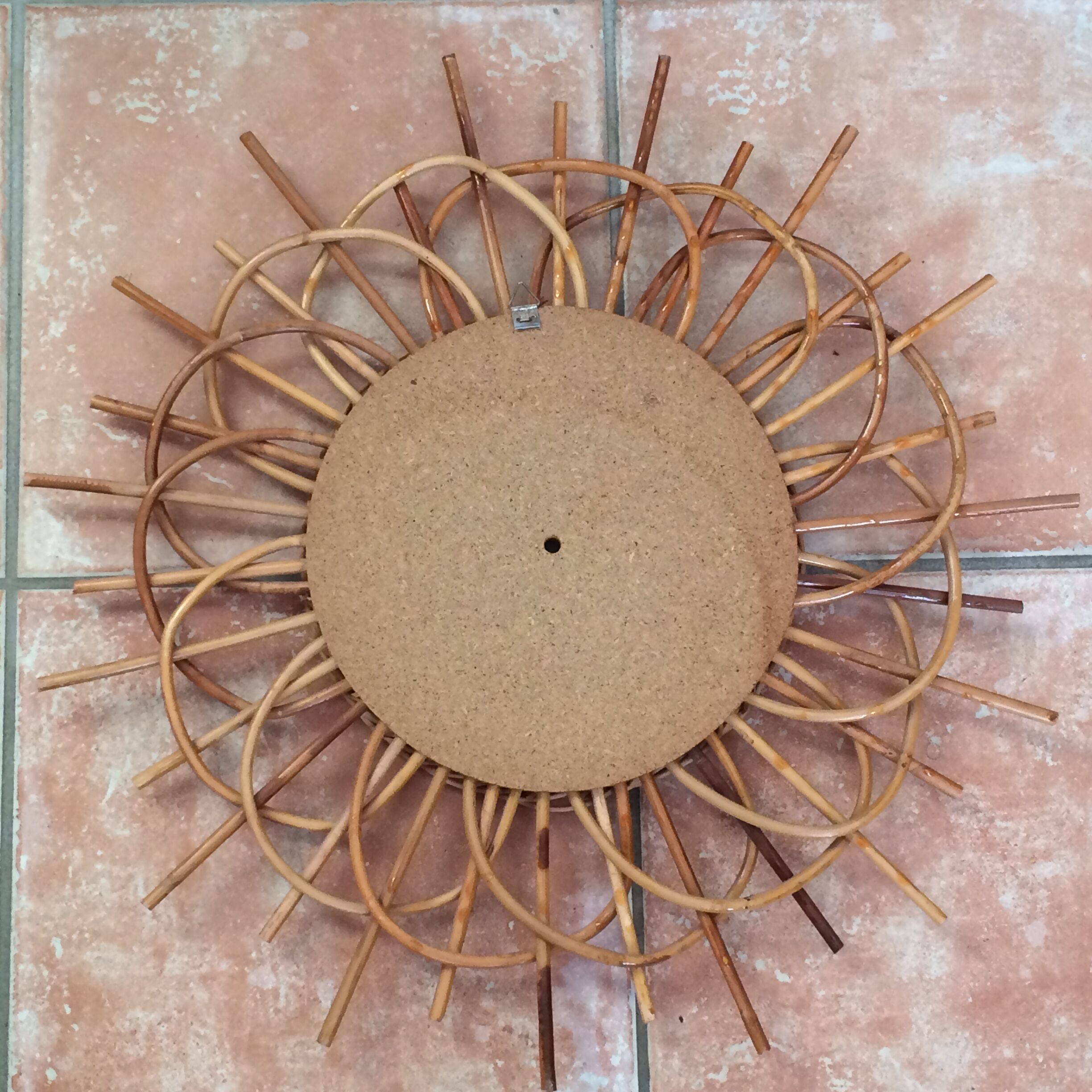 Mirror sun in arched rattan 54cm, 1960