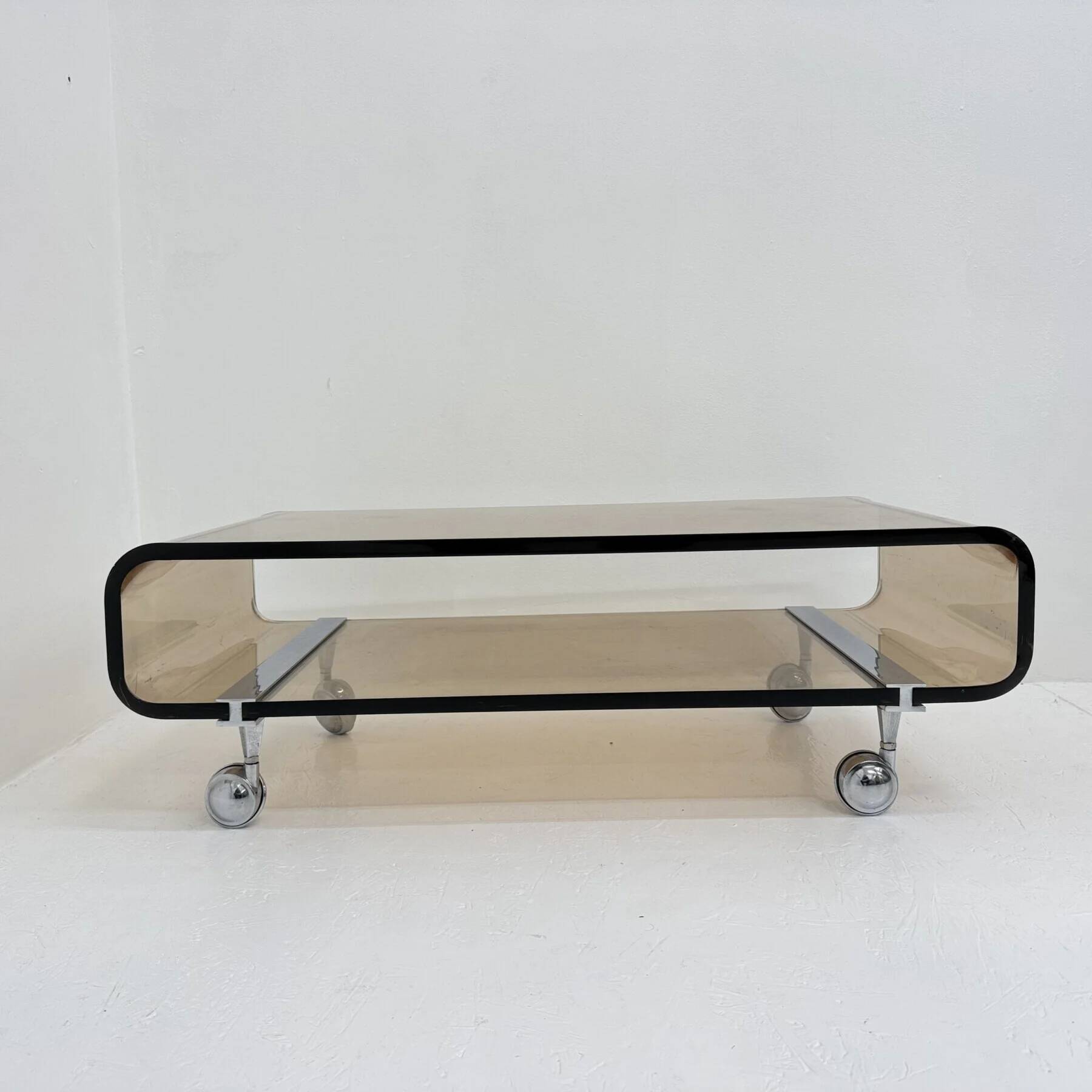 Mid-century plexiglas design coffee table by Michel Dumas for Roche Bobois, 1972