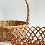 Set of 2 vintage rattan baskets