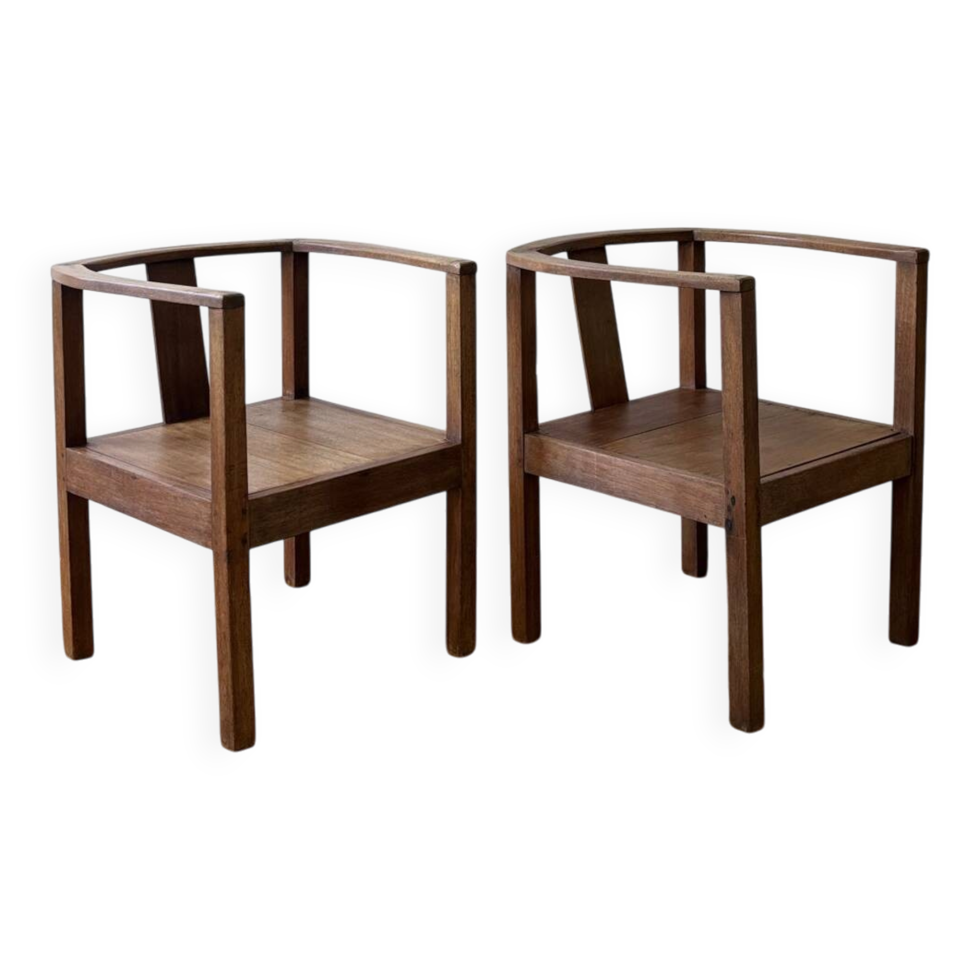 Pair of solid wood armchairs