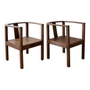 paire de fauteuils en - bois massif