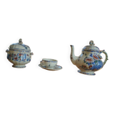 Ensemble thé Gien: théière, tasse et pot a lait