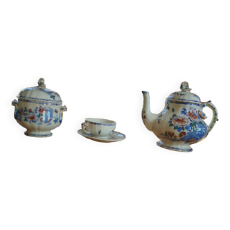 Gien tea set: teapot, cup and milk jug