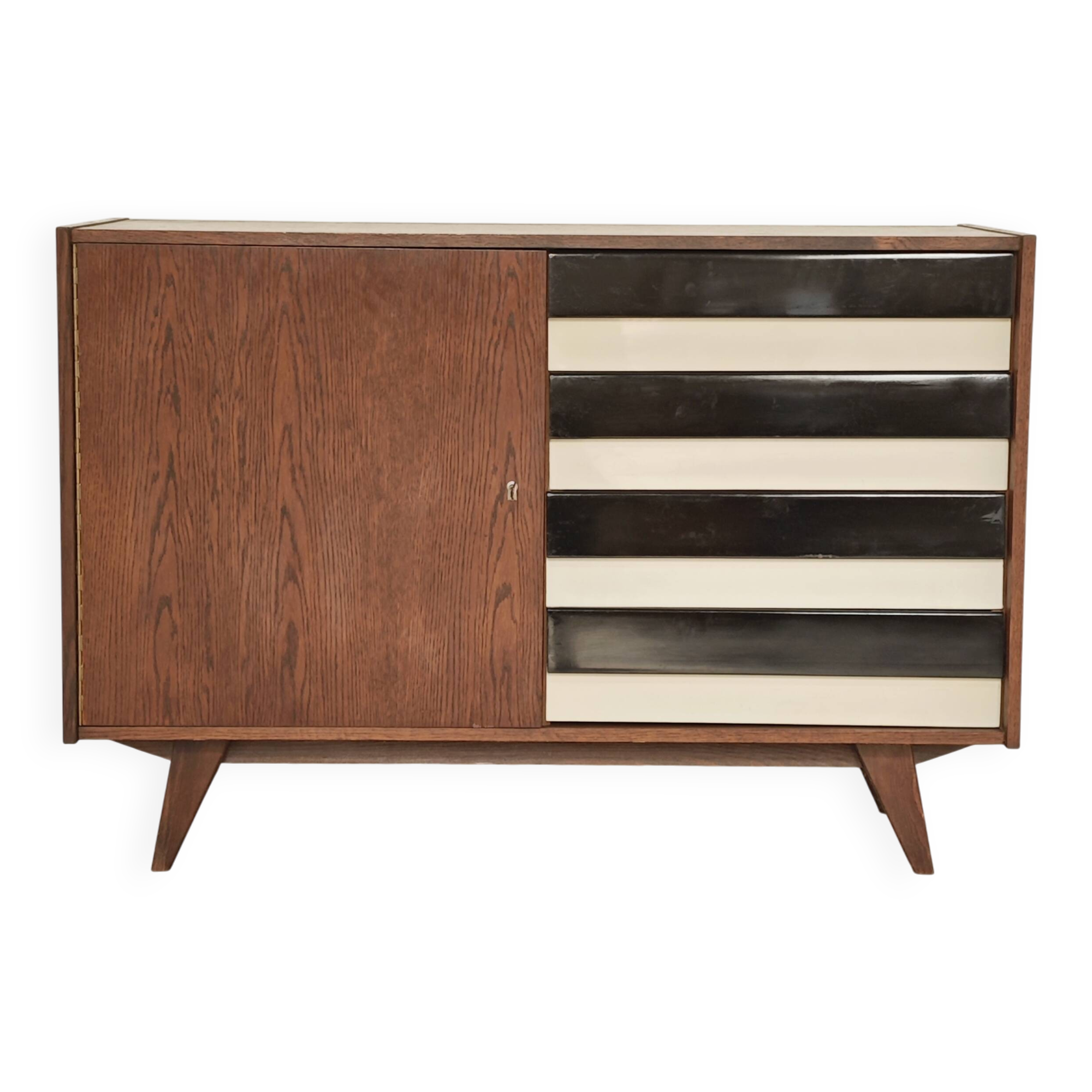 U 458 black and white sideboard by Jiri Jiroutek for Interier Praha, 1960