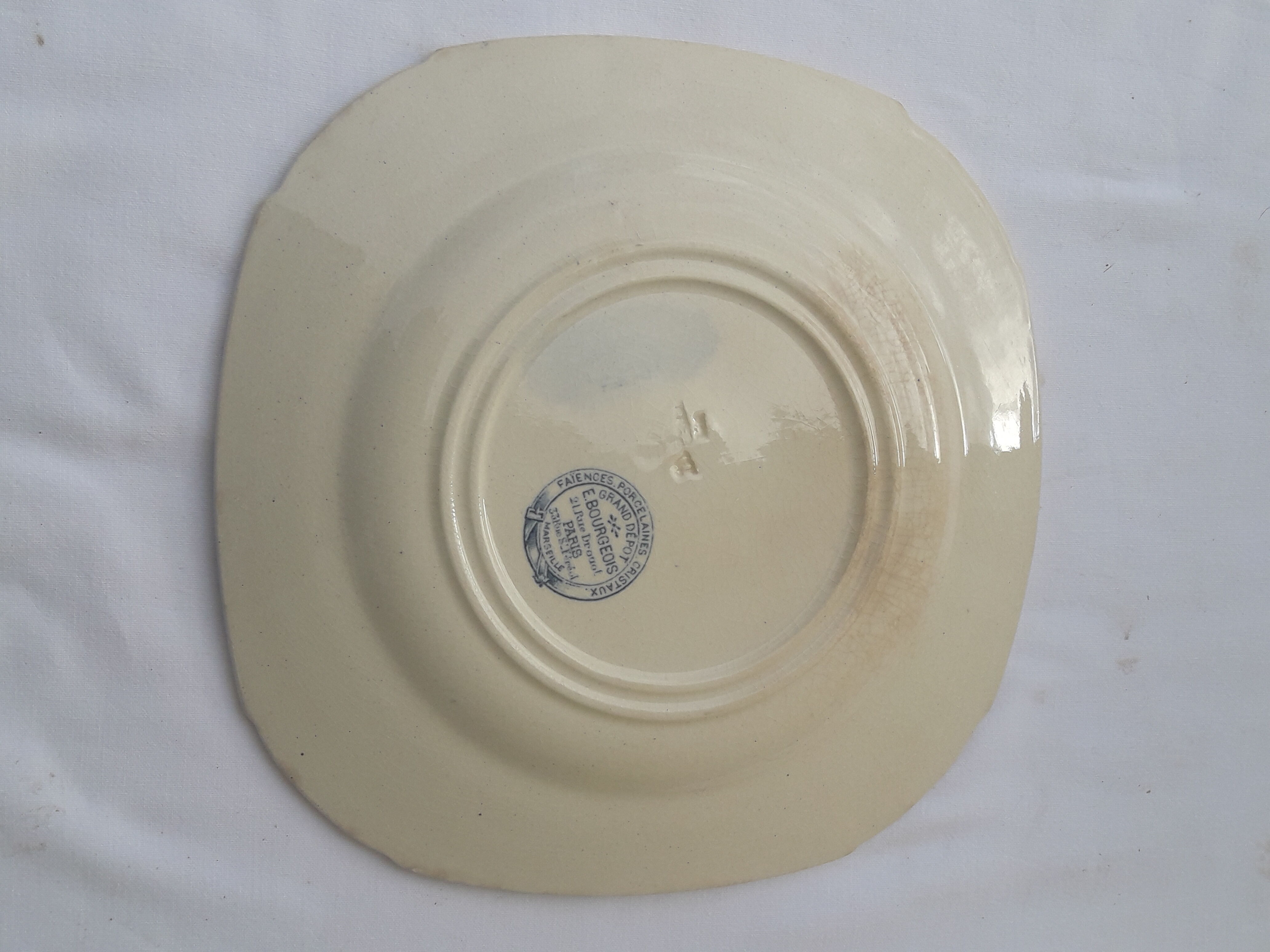 Ancient plate in porcelain earthenware crystals the large deposit E Bourgeois
