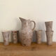 Speckled stoneware orangeade service signed FARAH (Vallauris, 19th century)