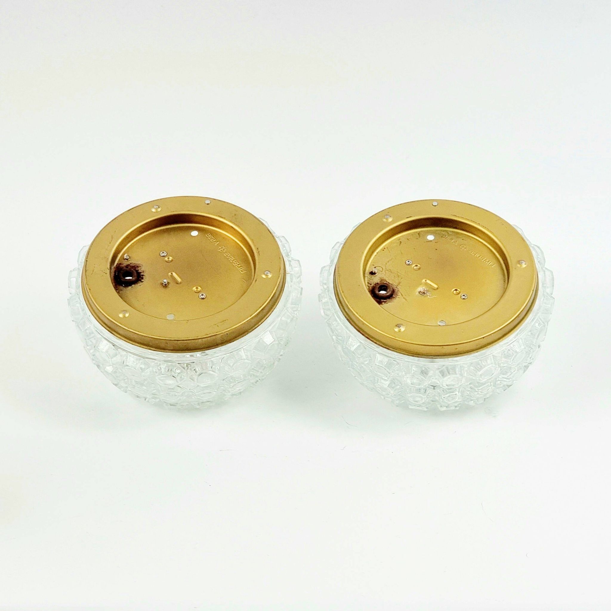 Pair of Mid-Century Diamond Glass Wall Lights H. Tynell for Limburg, 1970s