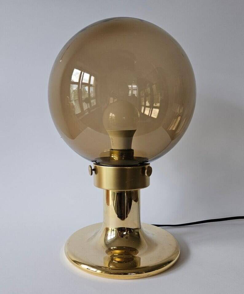 Very Rare Midcentury Large Table Brass Lamp, Switzerland, 1970s