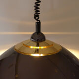 Conical hanging with adjustable height, black and gold metal