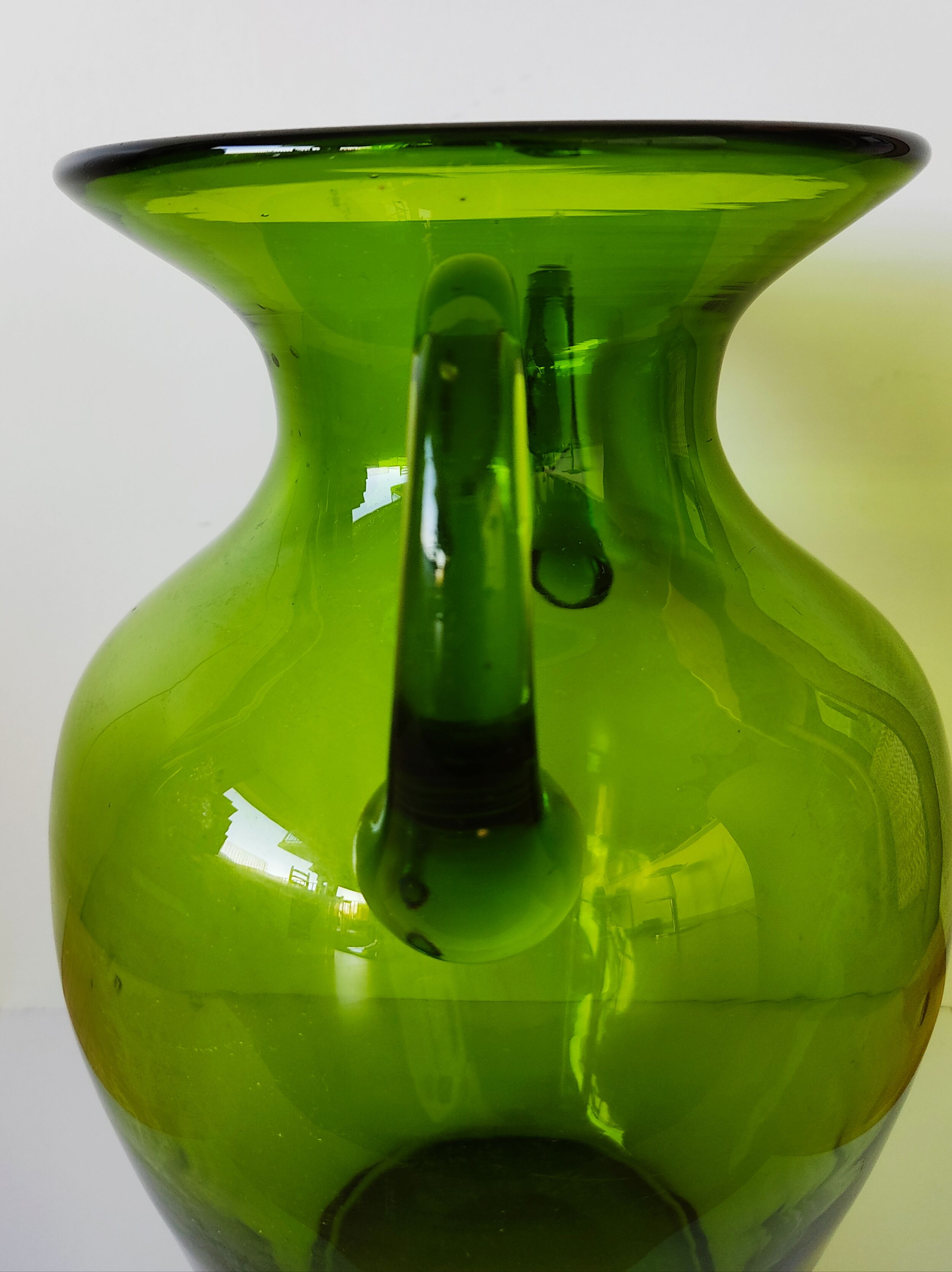 Green glass vase