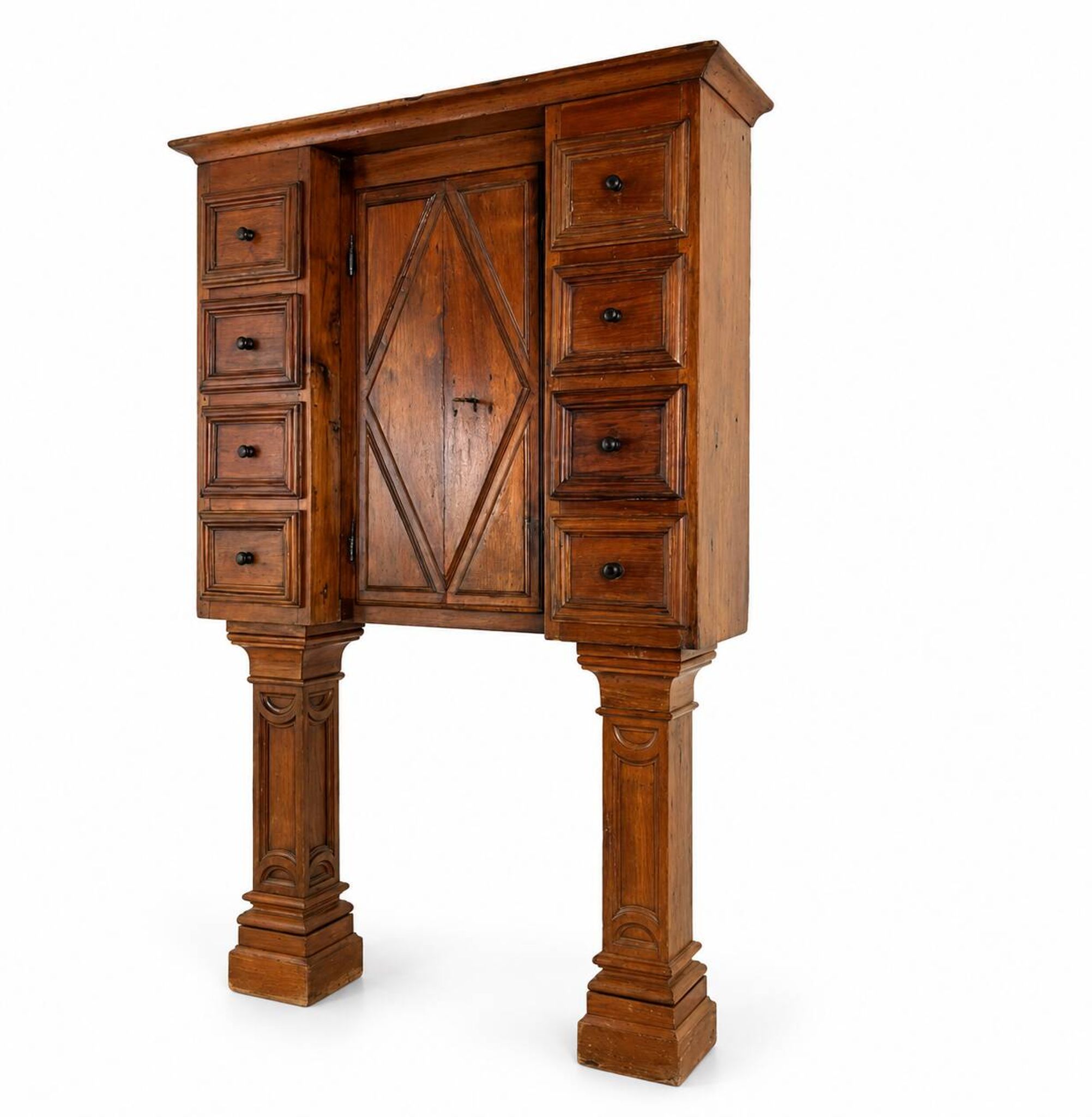 Walnut cabinet with 8 drawers Stipo Monetiere, Piedmont 17th century, furniture Italy 17th century