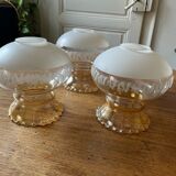 3 globes de lustre abats jours en verre, anciens, vintage