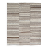 Tapis Kilim turc en laine naturelle beige et gris pierre, 233 x 293 cm