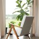 Fauteuil vintage blanc cassé bouclé zig Zag 1970