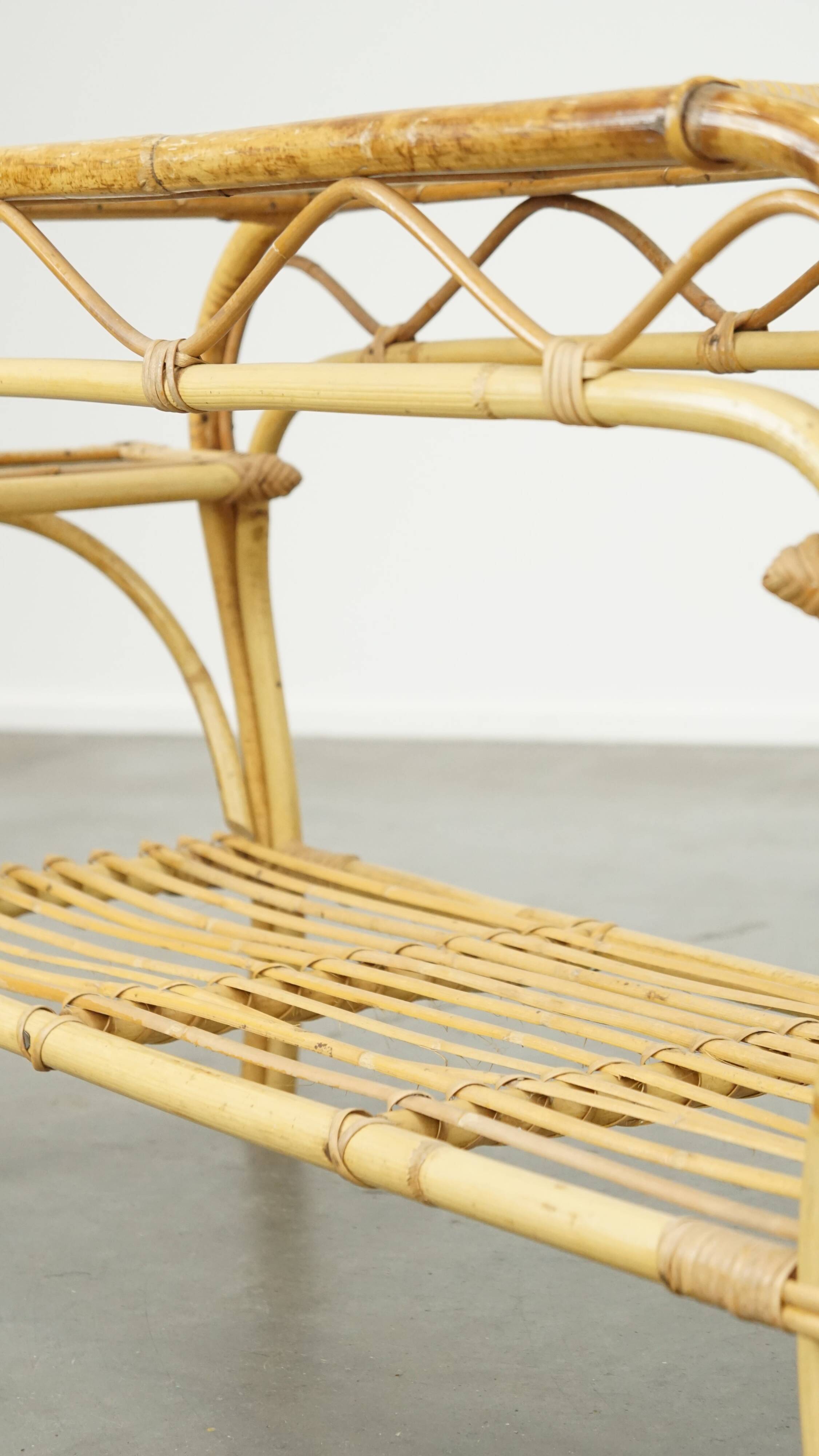 vintage rattan coffee table by Rohé Noordwolde from the 1950s