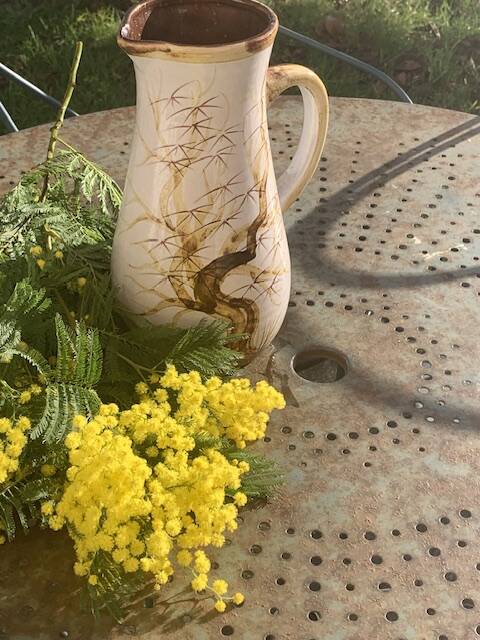 Vase, enameled ceramic jug, chiseled tree motif, west germany vintage 1970, numbered 3047