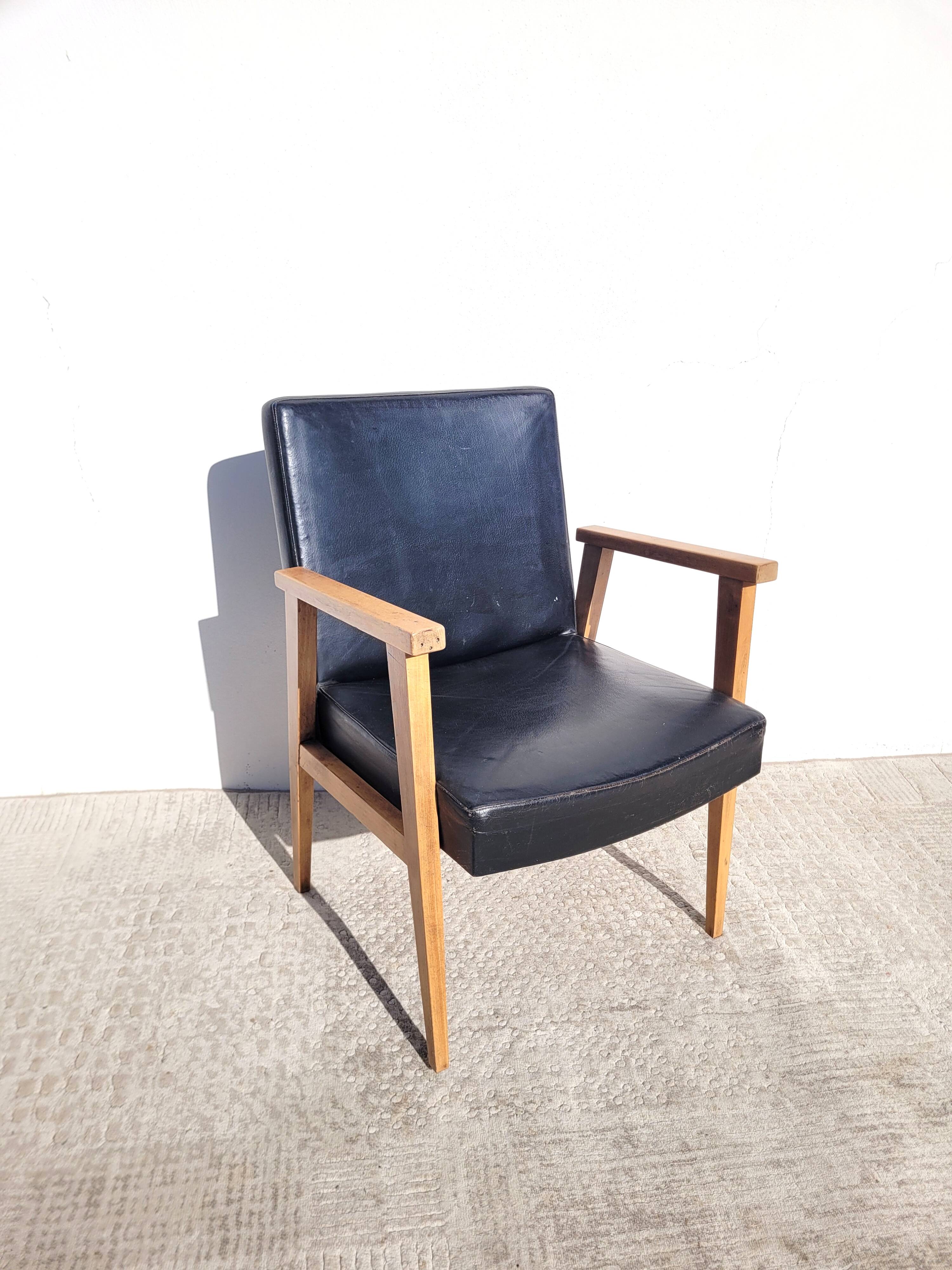 Vintage 60s faux leather armchair