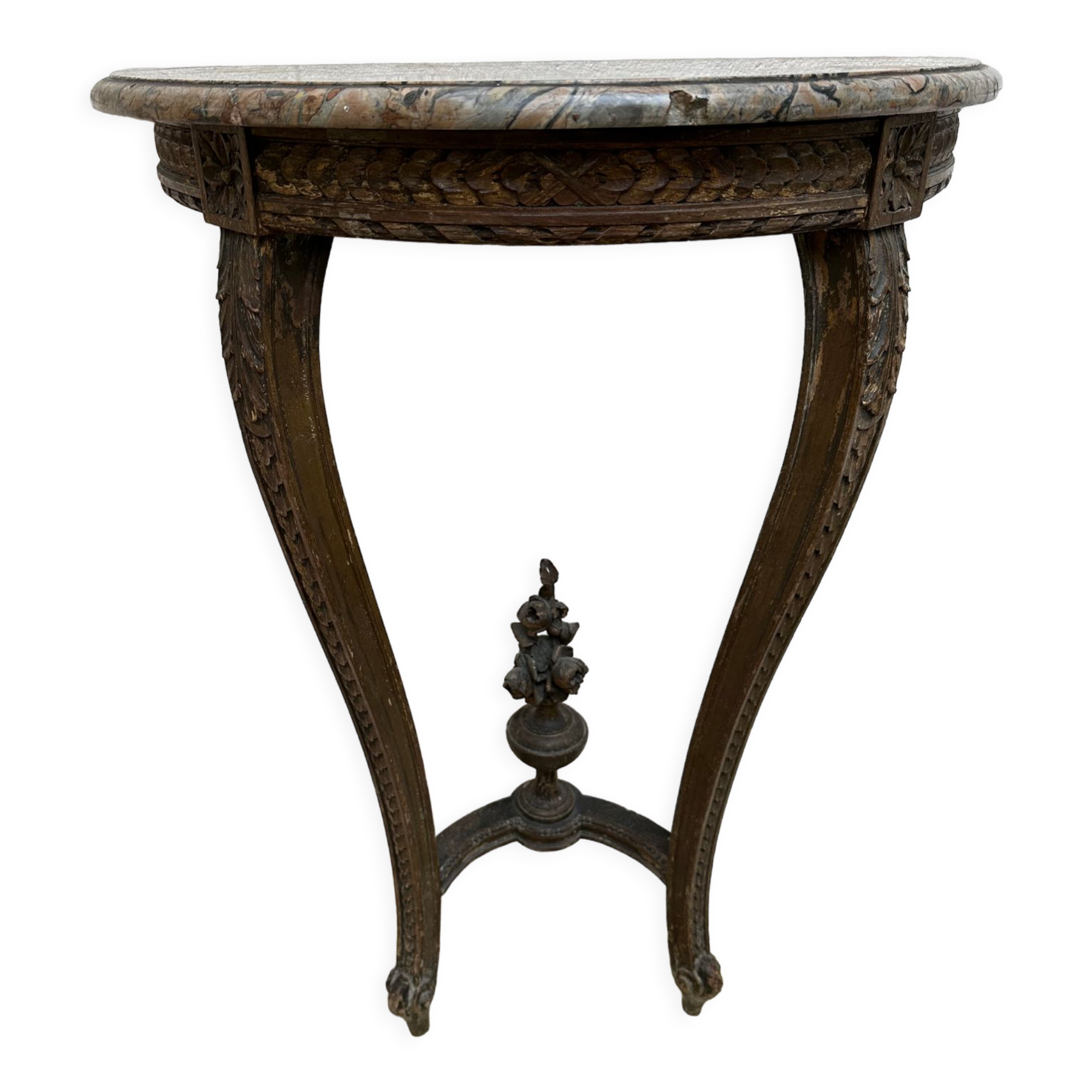 Wall lamp console - half moon carved wood old gilded