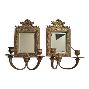 Paire d'appliques anciennes - miroir