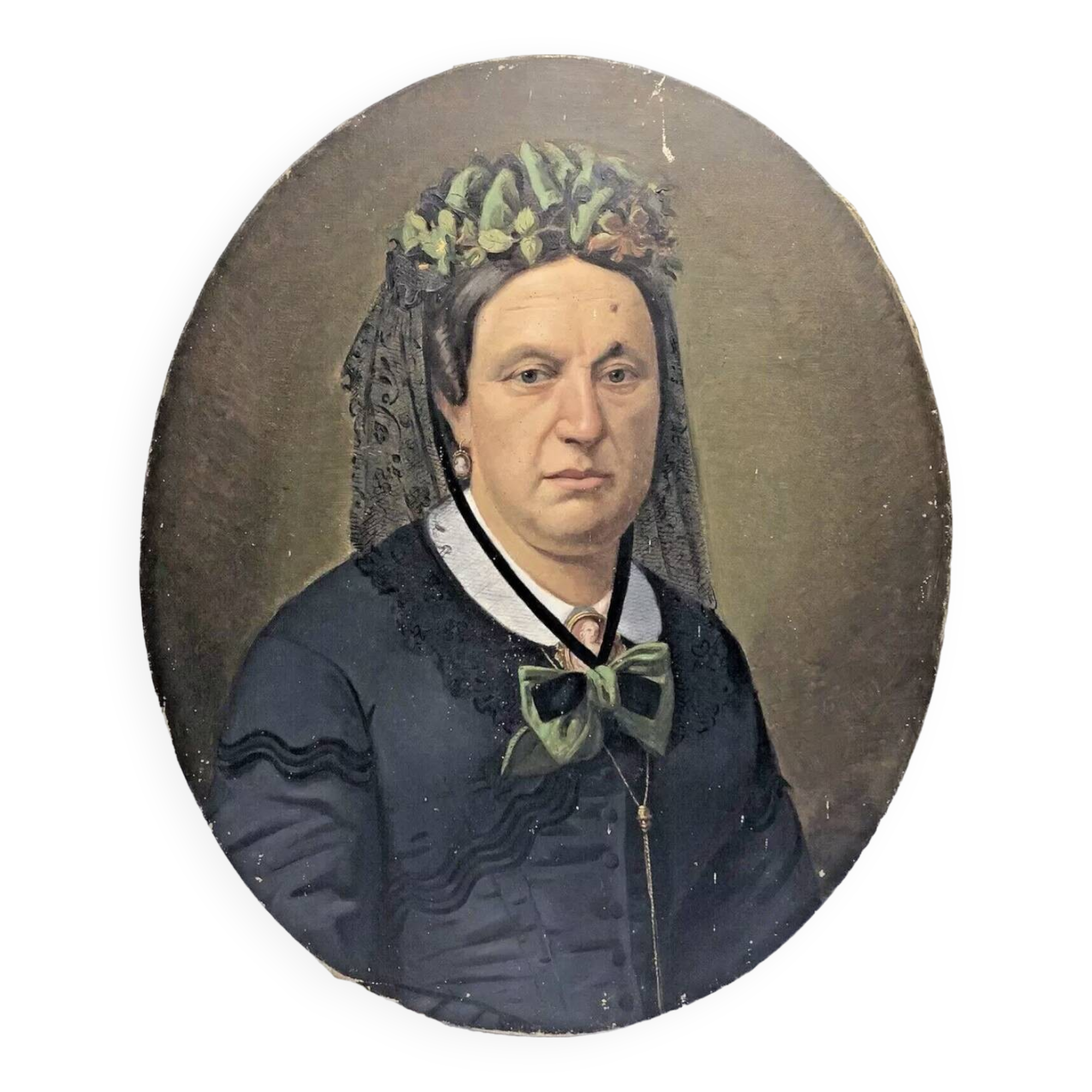 Oil painting on canvas XIX portrait Chevalier d'Eon