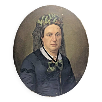 Oil painting on canvas XIX portrait Chevalier d'Eon