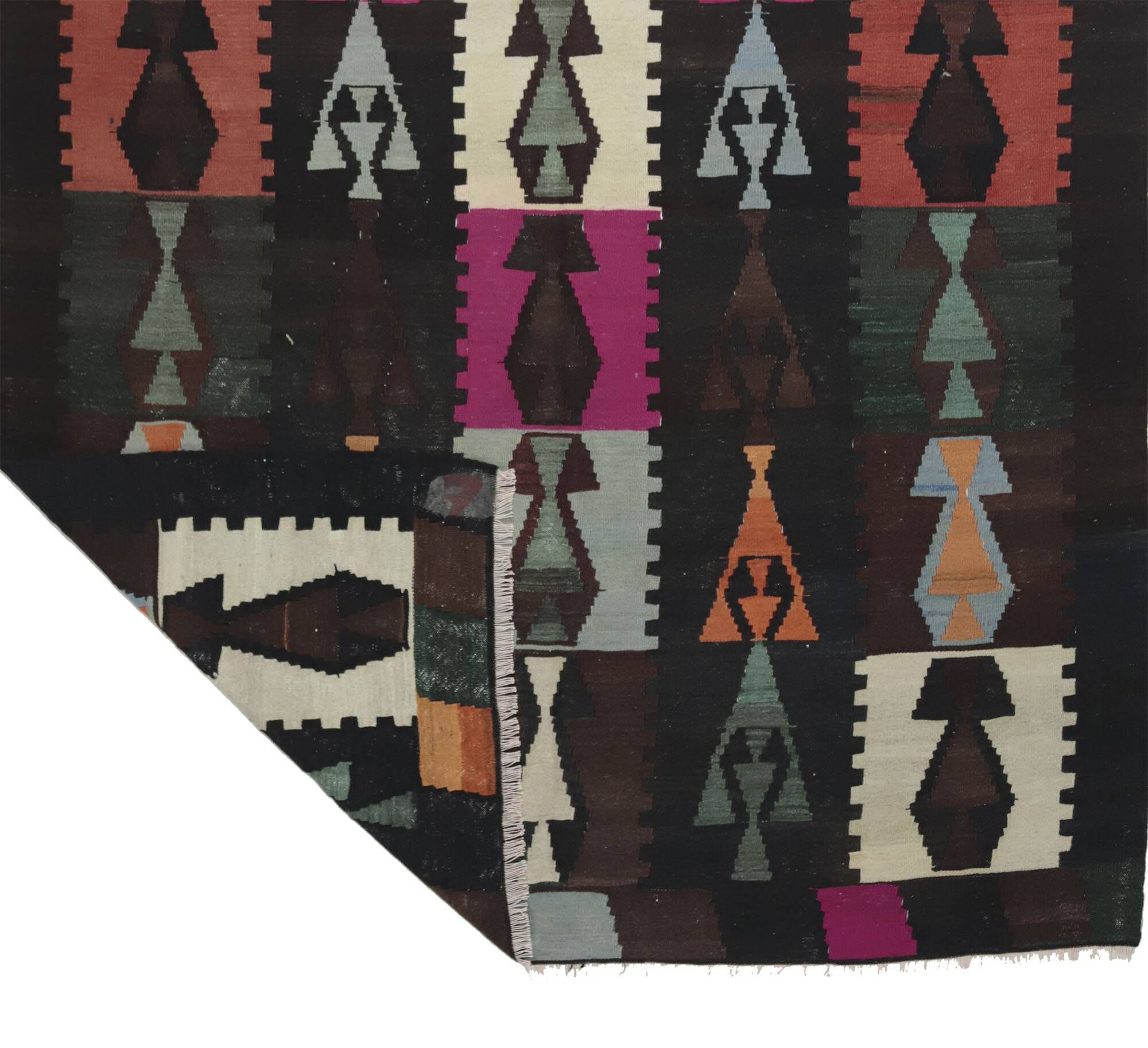Kilim Oushak Vintage Geometric Graphic Multicoloured 250 x 180 cm