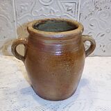France 1930 - Antique glazed stoneware pot with handles - French countryside
