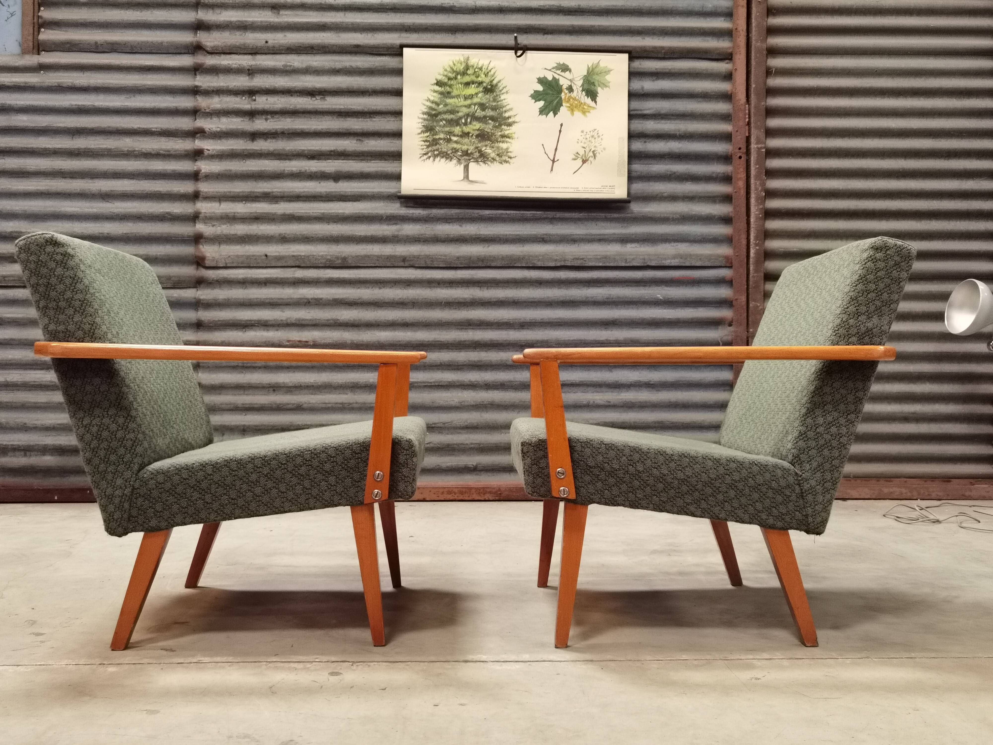 Pair of green Armchairs Tatra 1960