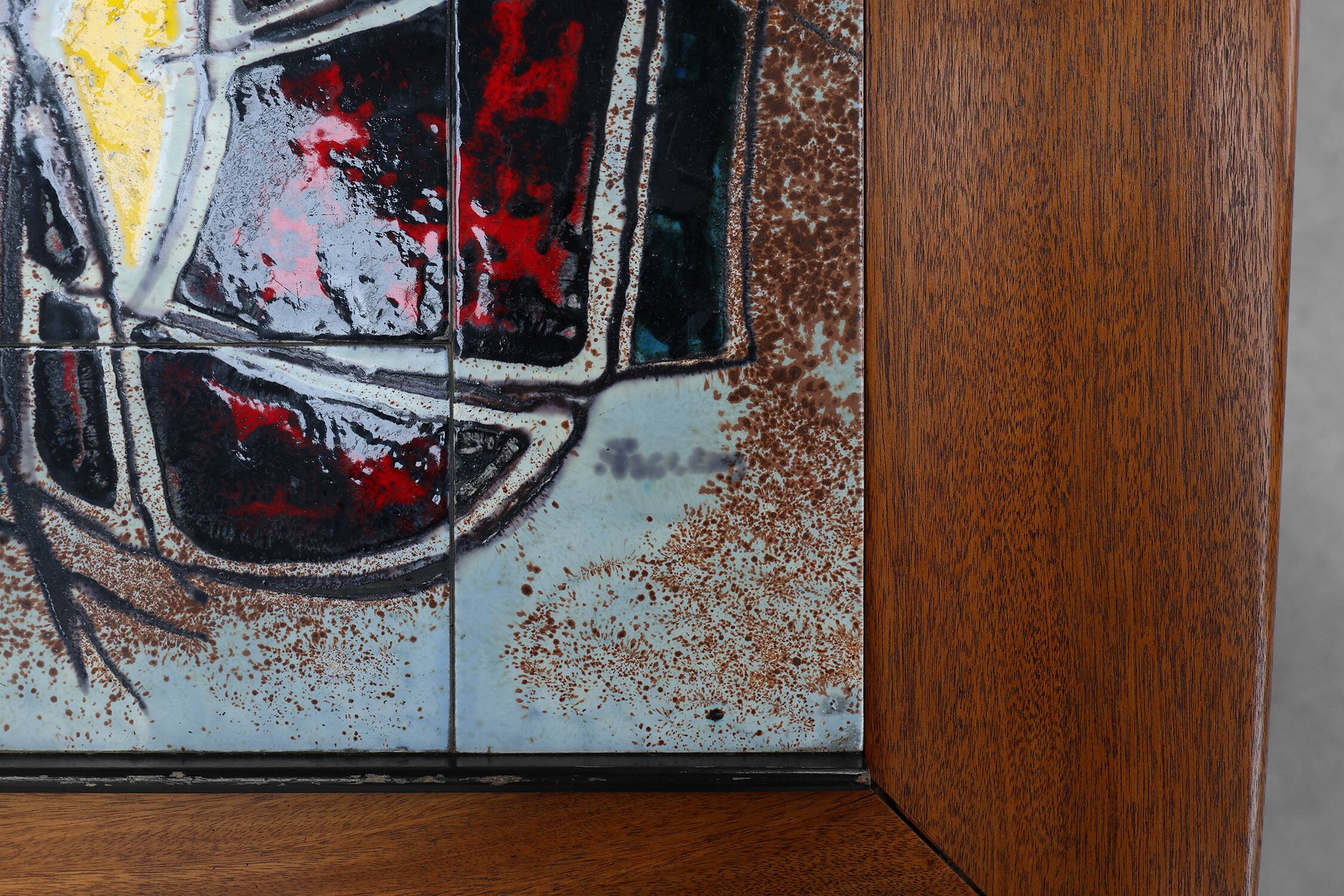 Coffee Table model 210, teak wood and ceramic,by Alfred Hendrickx, Belform