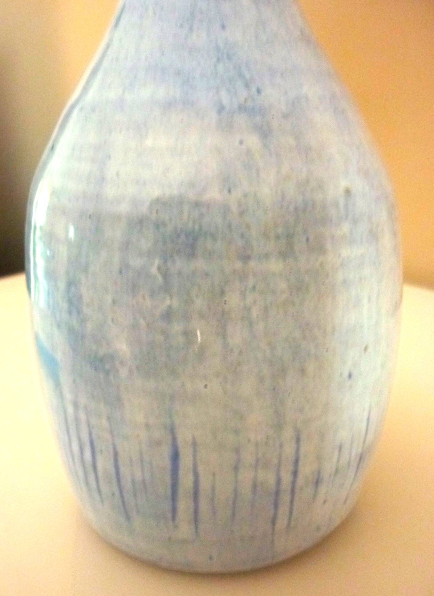 Glazed ceramic bottle vase, dated 1979, signature to be identified