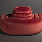 Italian design round sofa in pink velvet