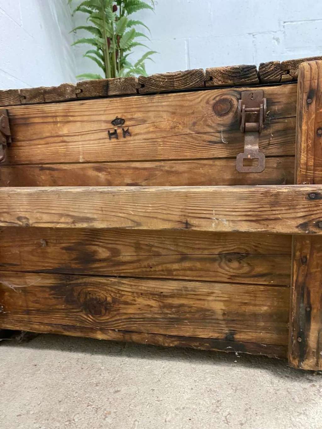 Vintage industrial wooden chest
