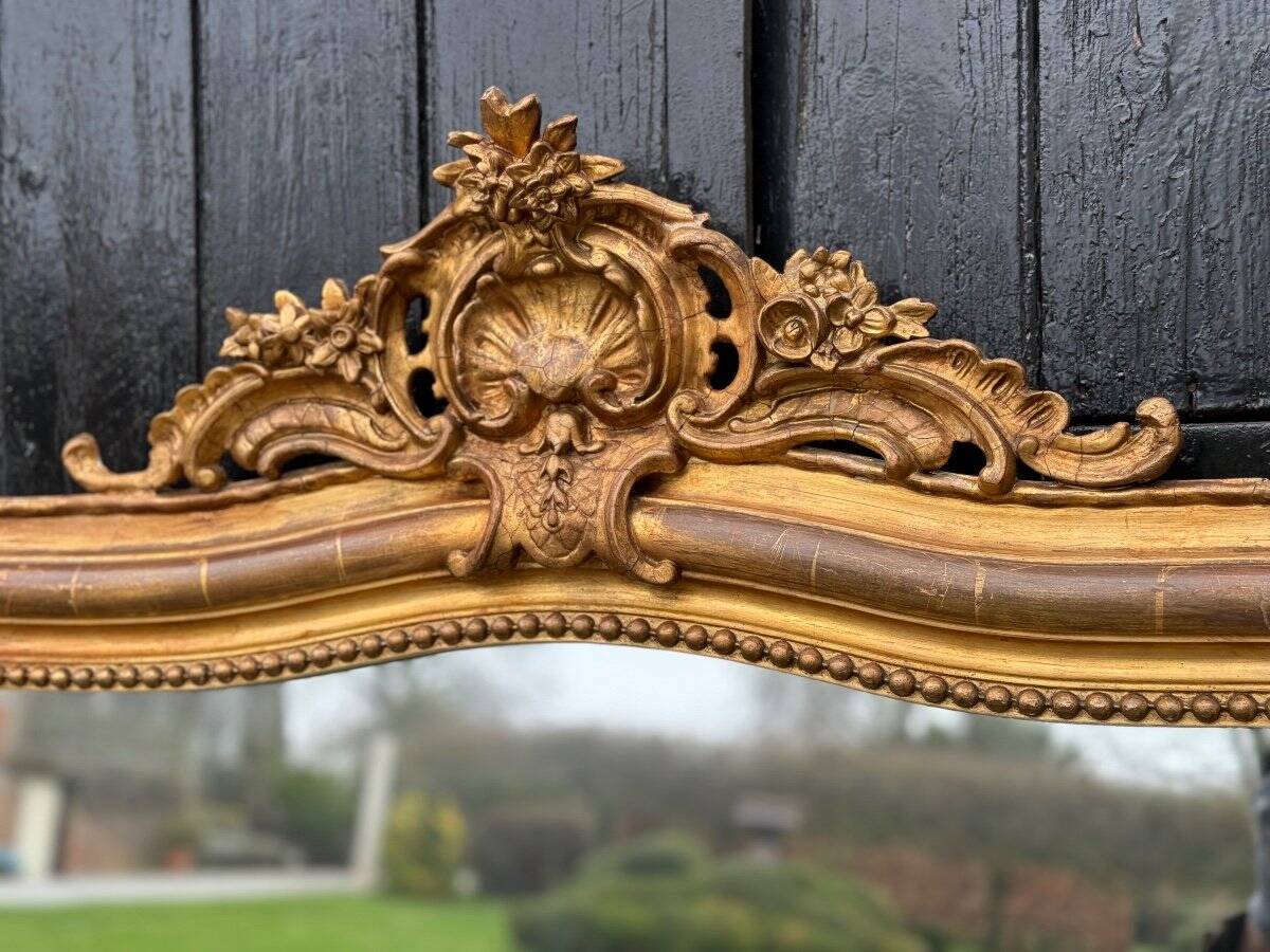 Louis XV style mirror in stuccoed and gilded wood, circa 1880