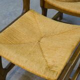 Set of 6 solid oak chairs Guillerme et Chambron 1950s