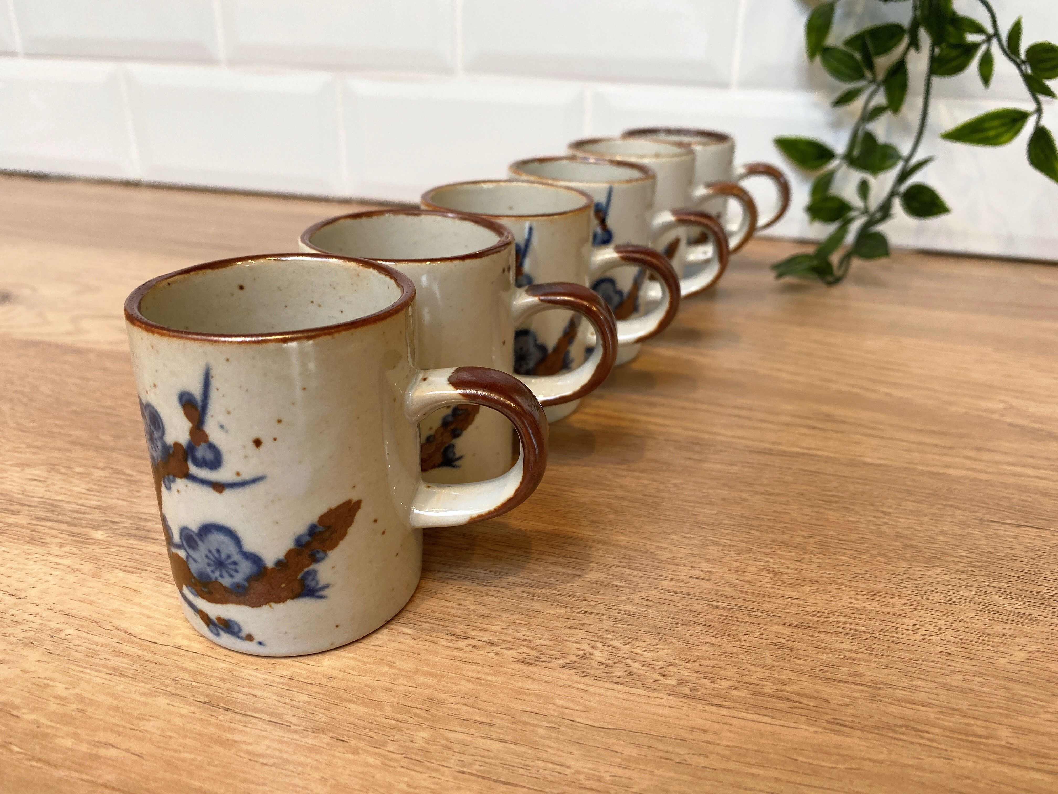 Set of 6 stoneware coffee cups