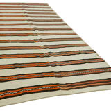 Hand-knotted turkish unique 1970s 185 cm x 347 cm multicolor hemp kilim carpet
