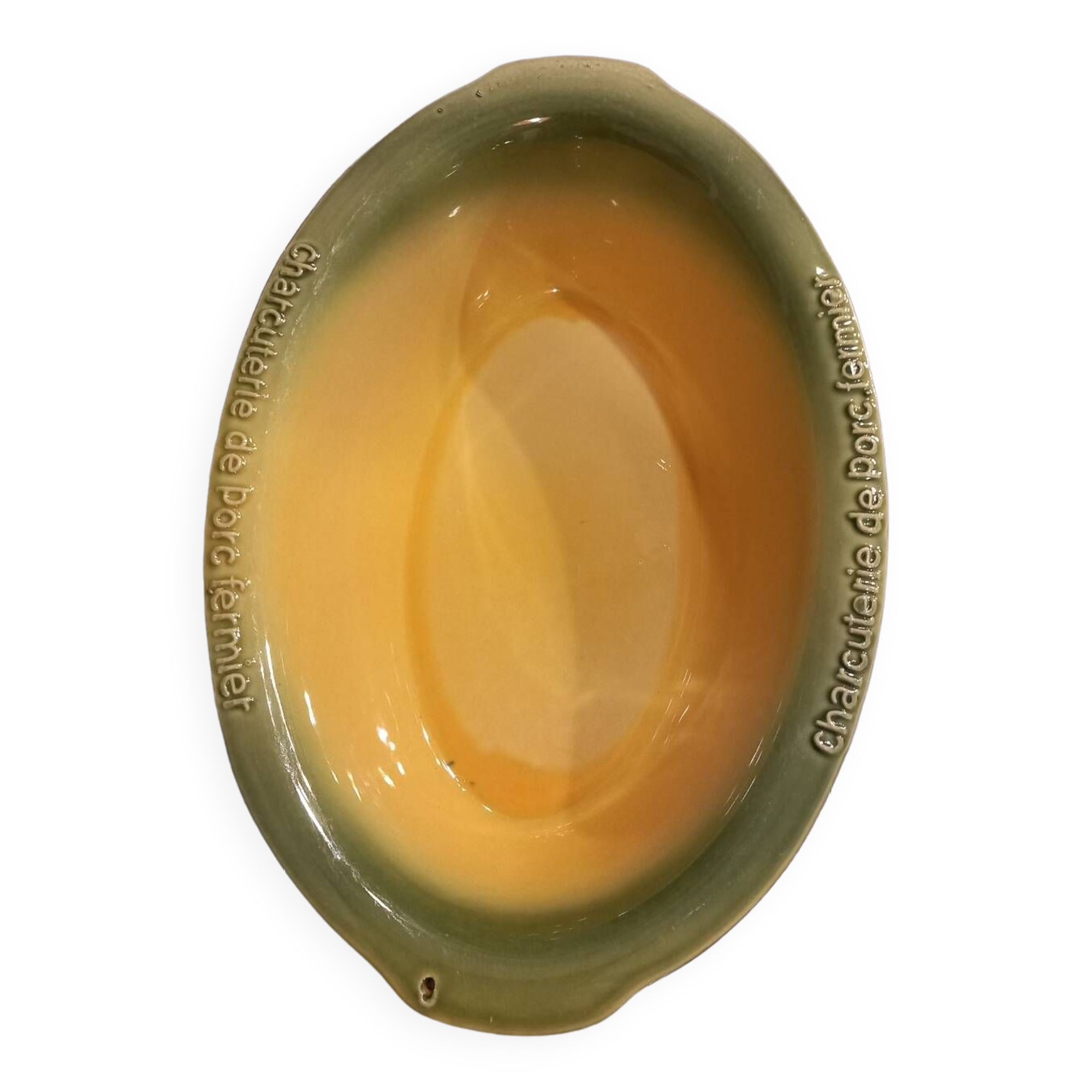 Breton dish in green and yellow ceramic