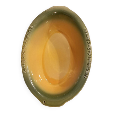 Breton dish in green and yellow ceramic