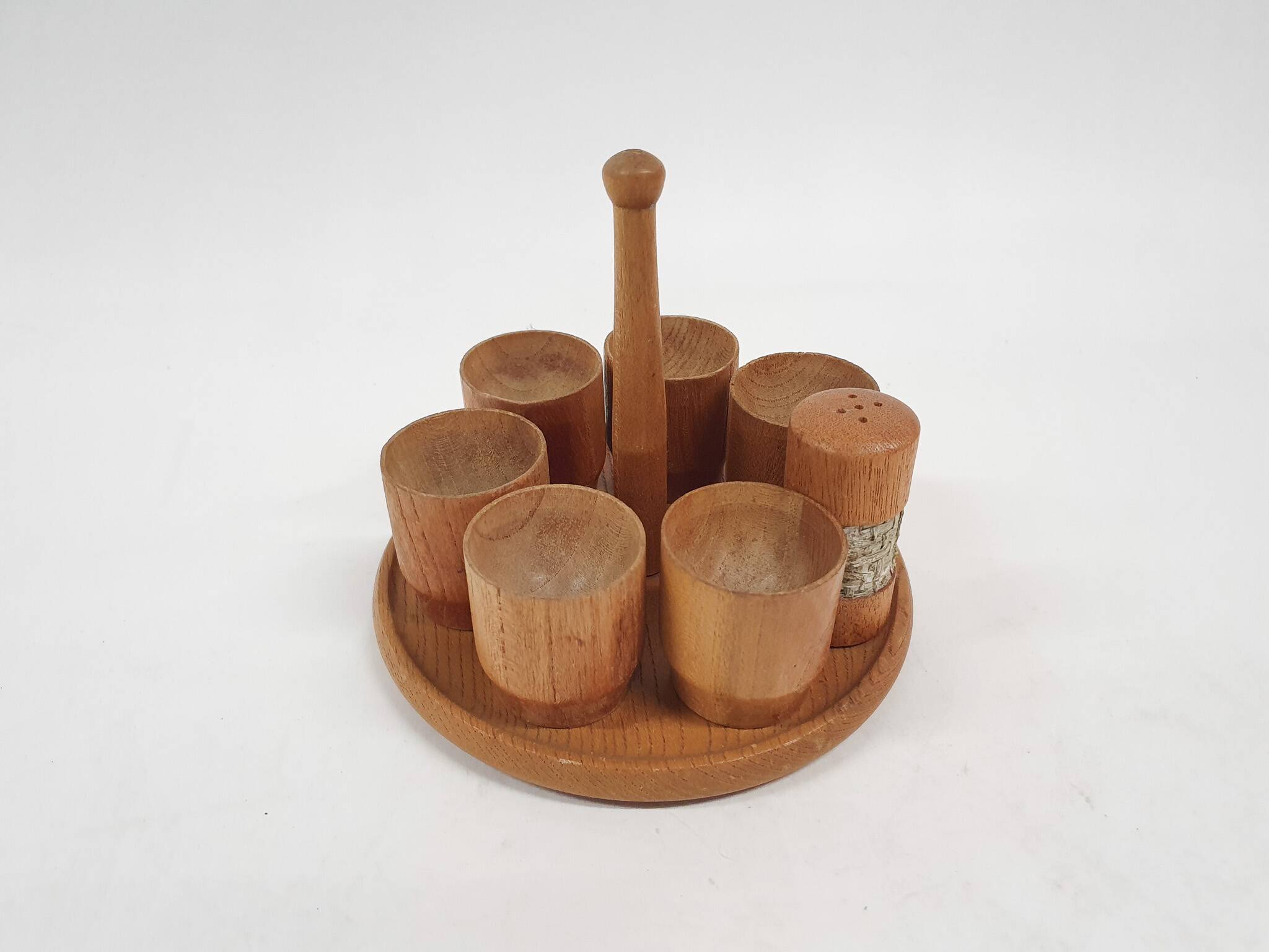 Vintage wooden egg cups, The Netherlands 1950's
