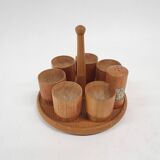 Vintage wooden egg cups, The Netherlands 1950's