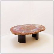 Table basse en bois pétrifié rouge d'Arizona : 114x88cm
