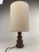 Brutalist ceramic "cork" tabl lamp, Teddy fabric shade. Dutch 1960s