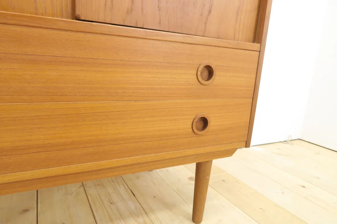 High teak cabinet with sliding doors, 1960s