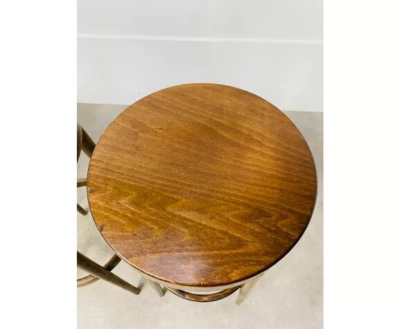 4 tabourets de bar baumann bois années 60 bistrot