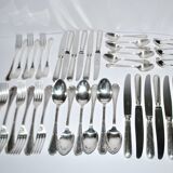 Ercuis trianon silver-plated cutlery set – 42-piece tableware with crossed ribbon design