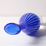 Mid-Century Orrefors Art Glass Vase: Blue & White Stripes, Jan Johansson