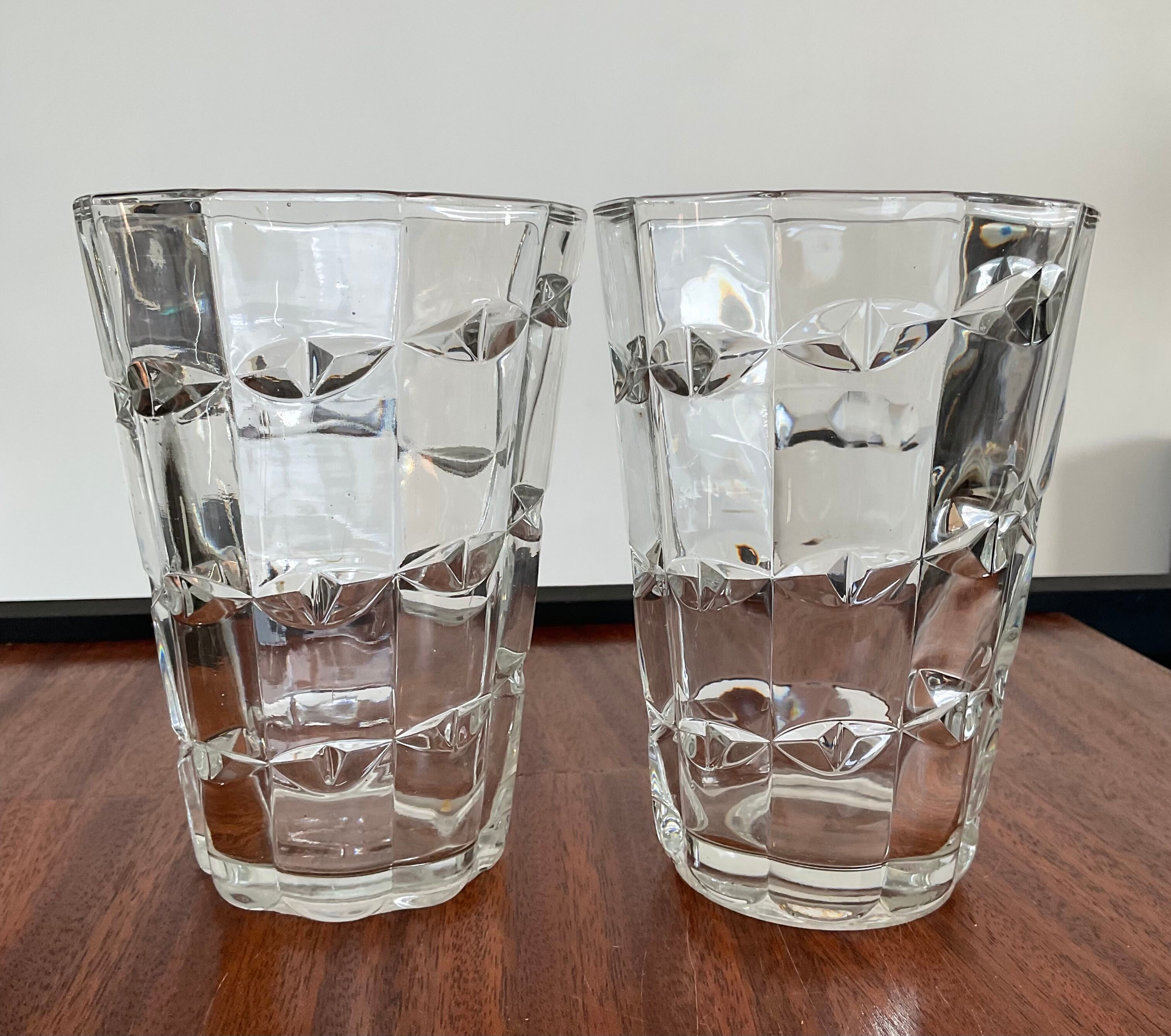 Pair of vintage vases in molded glass paste 70s