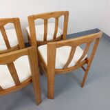 Set of 6 vintage chairs in elm wood and bouclé fabric from the 70s