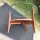 Vintage coffee table round compass legs top in glass and teak wood