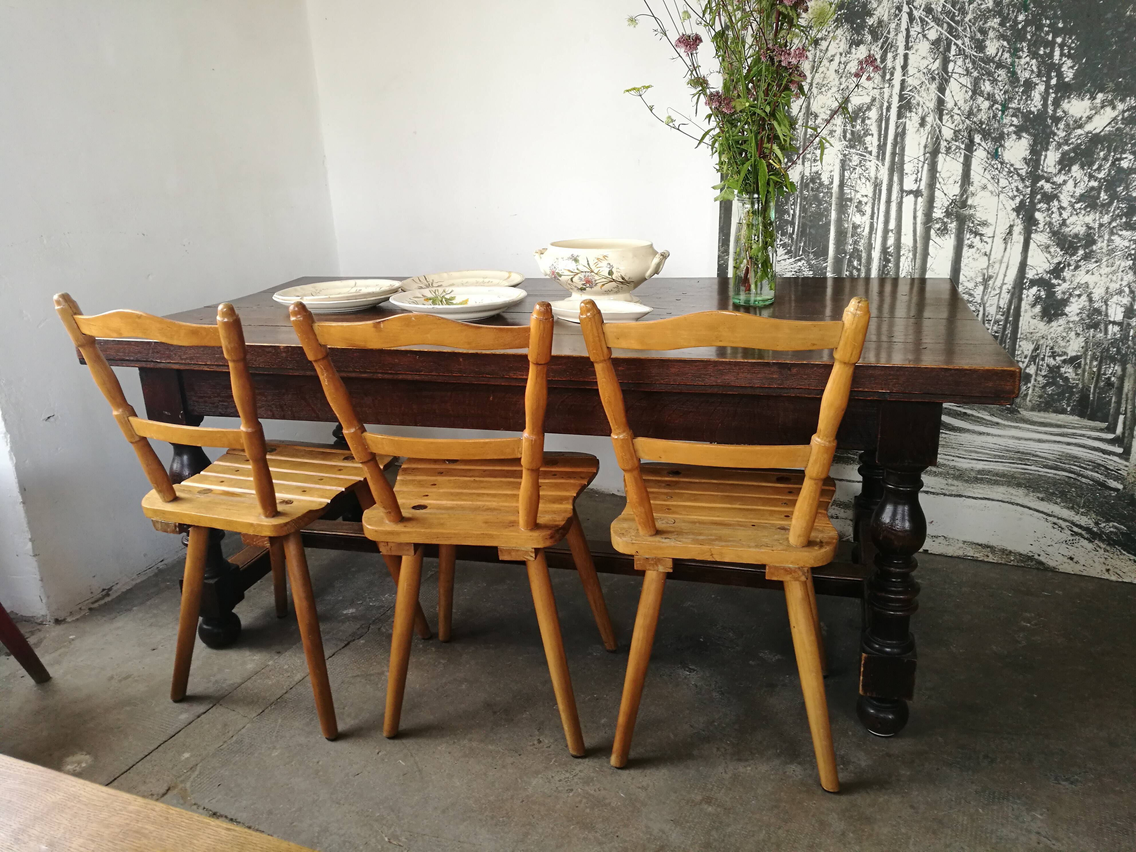 Massive oak farm table